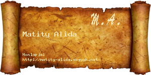 Matity Alida névjegykártya